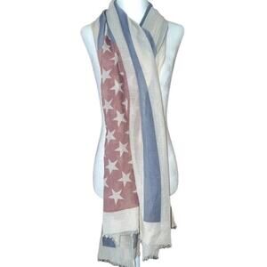 American Flag Lightweight Scarf Wrap Patriotic USA Contemporary Coastal Nautical